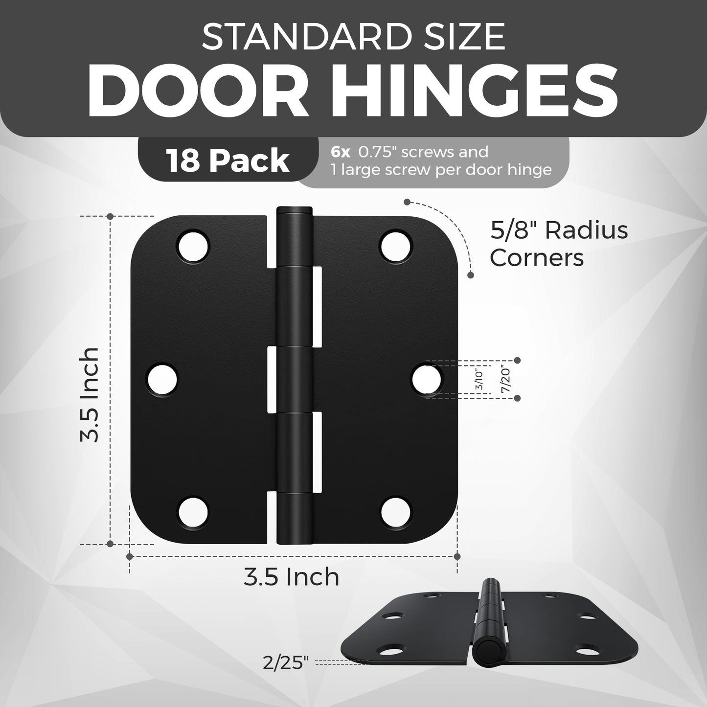 Black Iron Steel 3.5 Door Hinge 18 Pack
