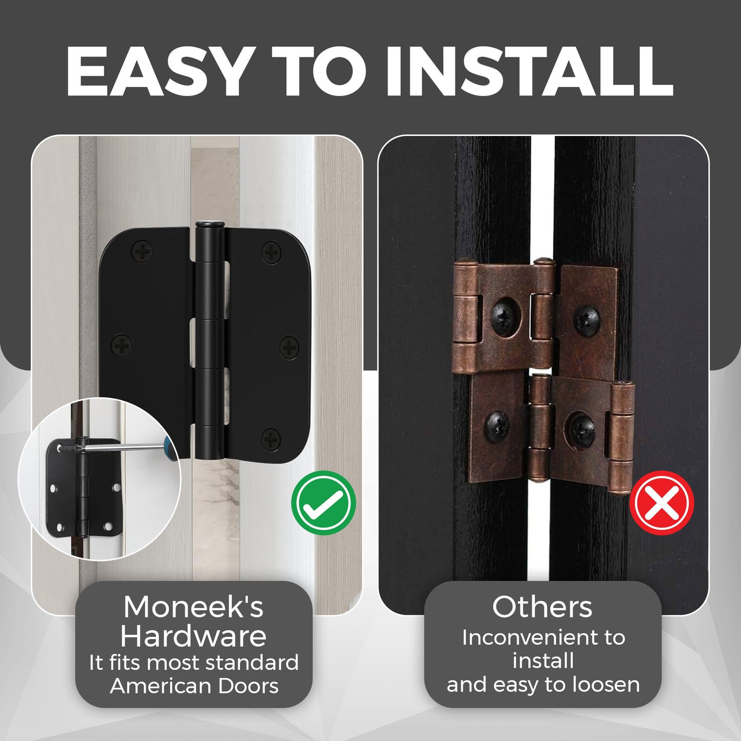Black Iron Steel 3.5 Door Hinge 18 Pack